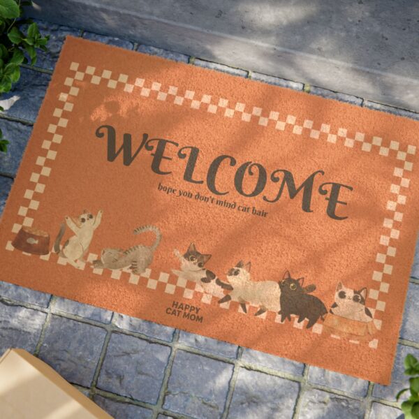 Welcome with Cats Doormat | Cozy Cat Illustration Welcome Mat - Image 4
