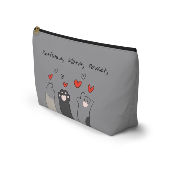 Cat Paw Hearts Accessory Pouch | Green T-Bottom Makeup Bag - Image 3