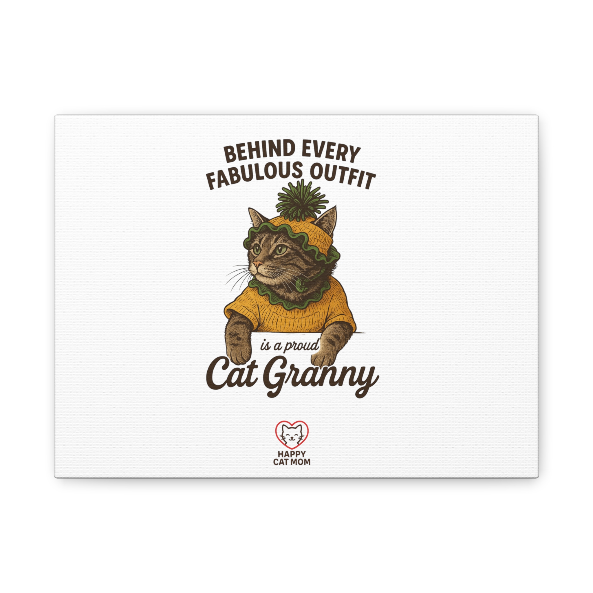 Cat Granny Canvas Wall Art, Whimsical Cat Decor, Funny Gift for Cat Lovers, Home Decoration, Pet Themed Art