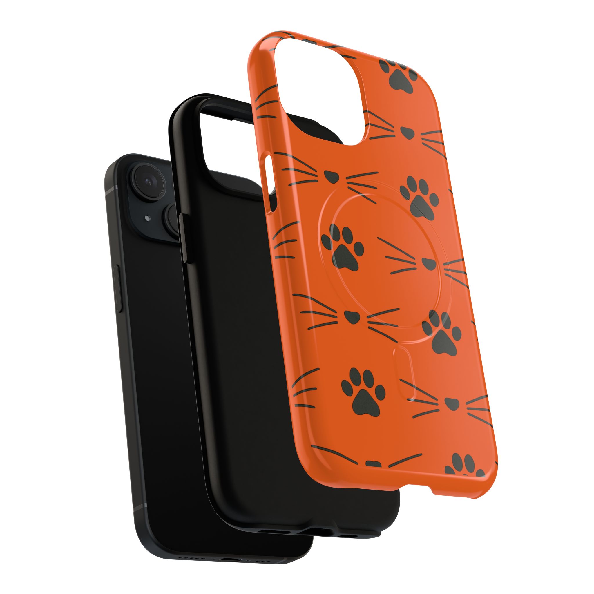 Cute Cat Pattern Magnetic Phone Case, Pet Lover Gift, Fun Yellow Phone Cover, Whiskers Design, Unique Animal Case, Birthday Gift - Image 3