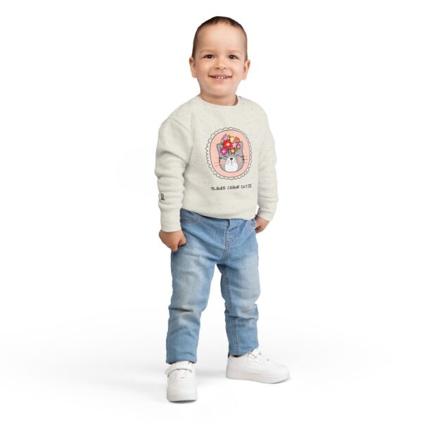 Flower Crown Cat Toddler Sweatshirt | Cute Floral Kitten Kids Top - Image 4