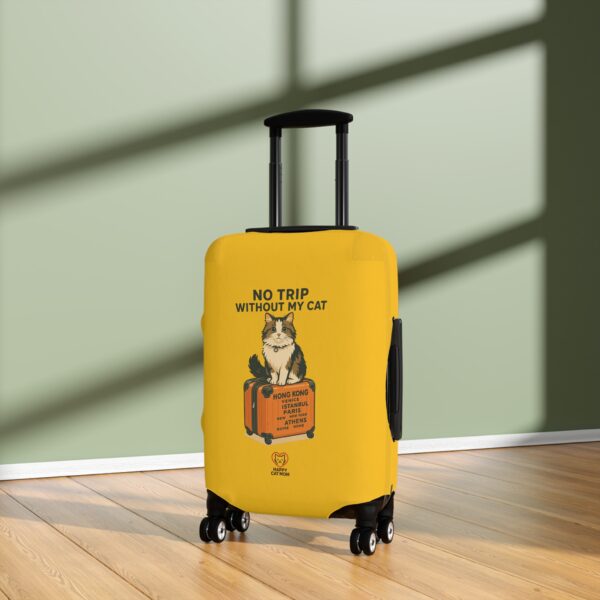 No Trip Without My Cat Luggage Cover | Yellow Cat Suitcase Travel Accessory - Image 4