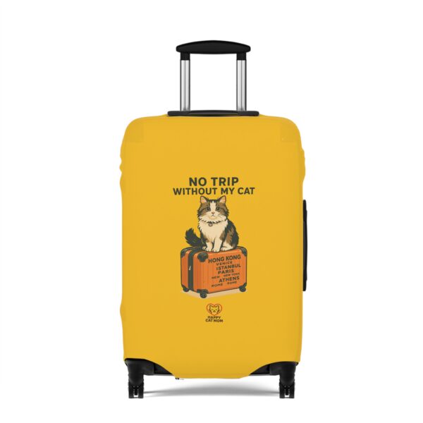 No Trip Without My Cat Luggage Cover | Yellow Cat Suitcase Travel Accessory - Image 5