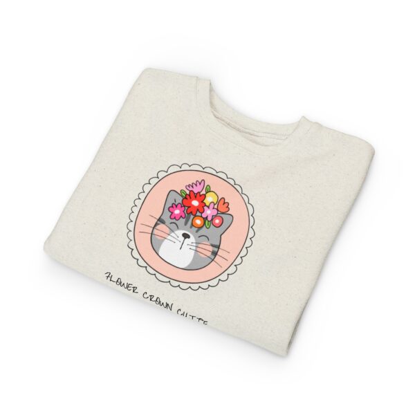 Flower Crown Cat Toddler Sweatshirt | Cute Floral Kitten Kids Top - Image 3