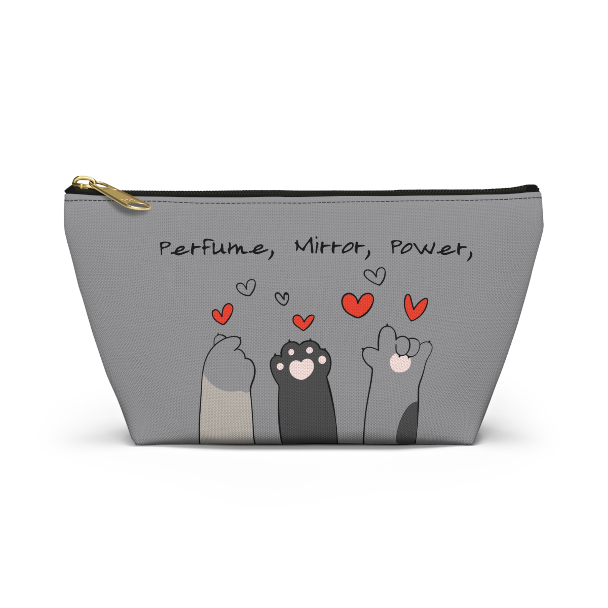 Cat Paw Hearts Accessory Pouch | Green T-Bottom Makeup Bag - Image 5