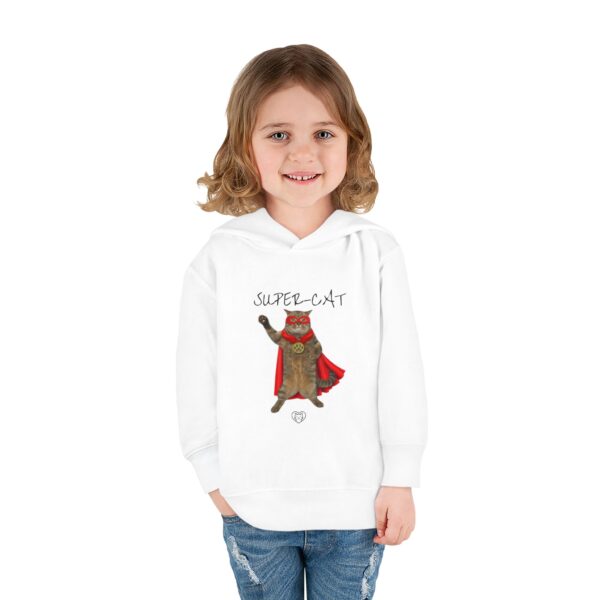 Super-Cat illustration Toddler Hoodie | Superhero Cat Kids Pullover - Image 4