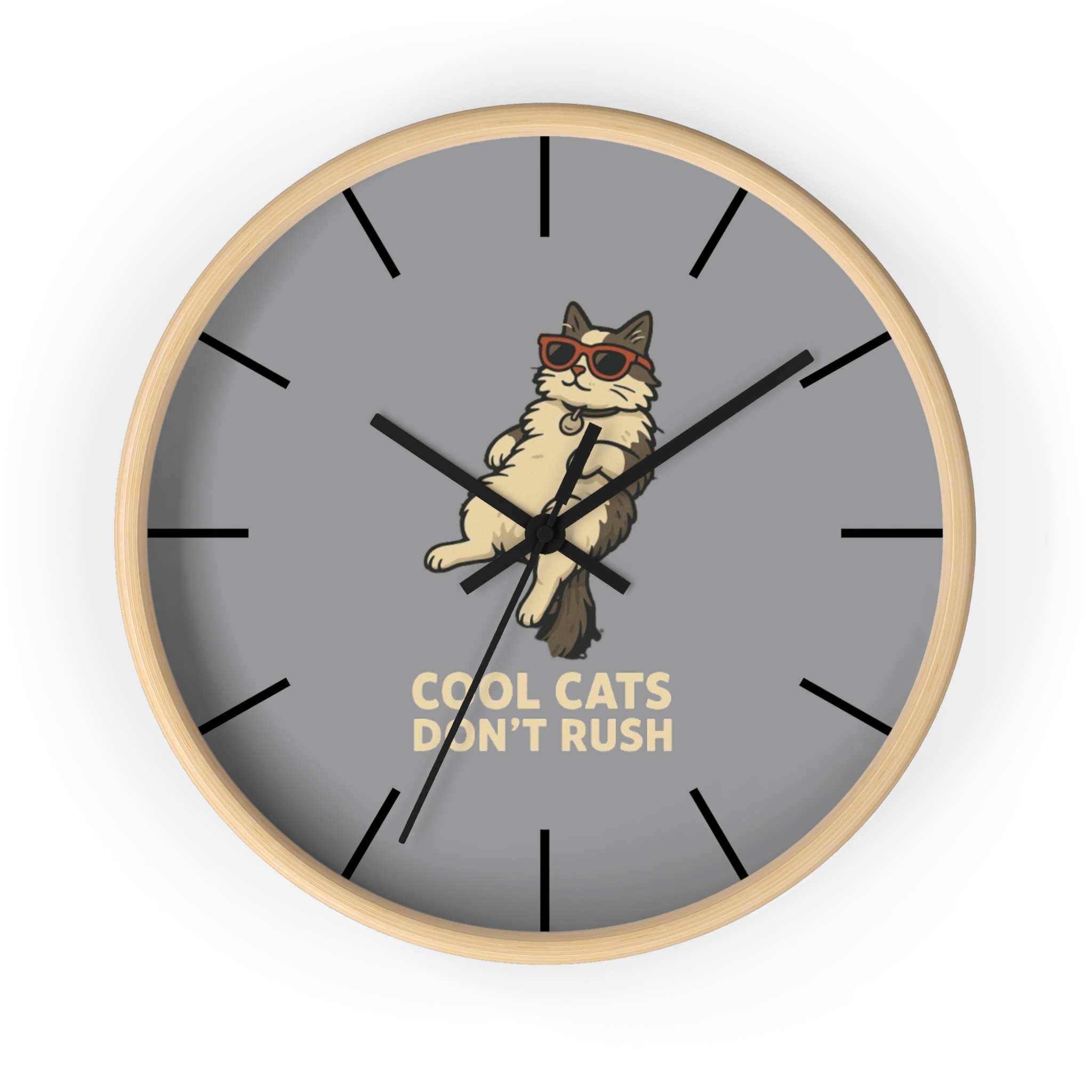 Funny Cat Wall Clock - Time is Running, Cat Decor, Unique Gift for Cat Lovers, Home Office Wall Art, Quirky Kitty Clock - Image 13