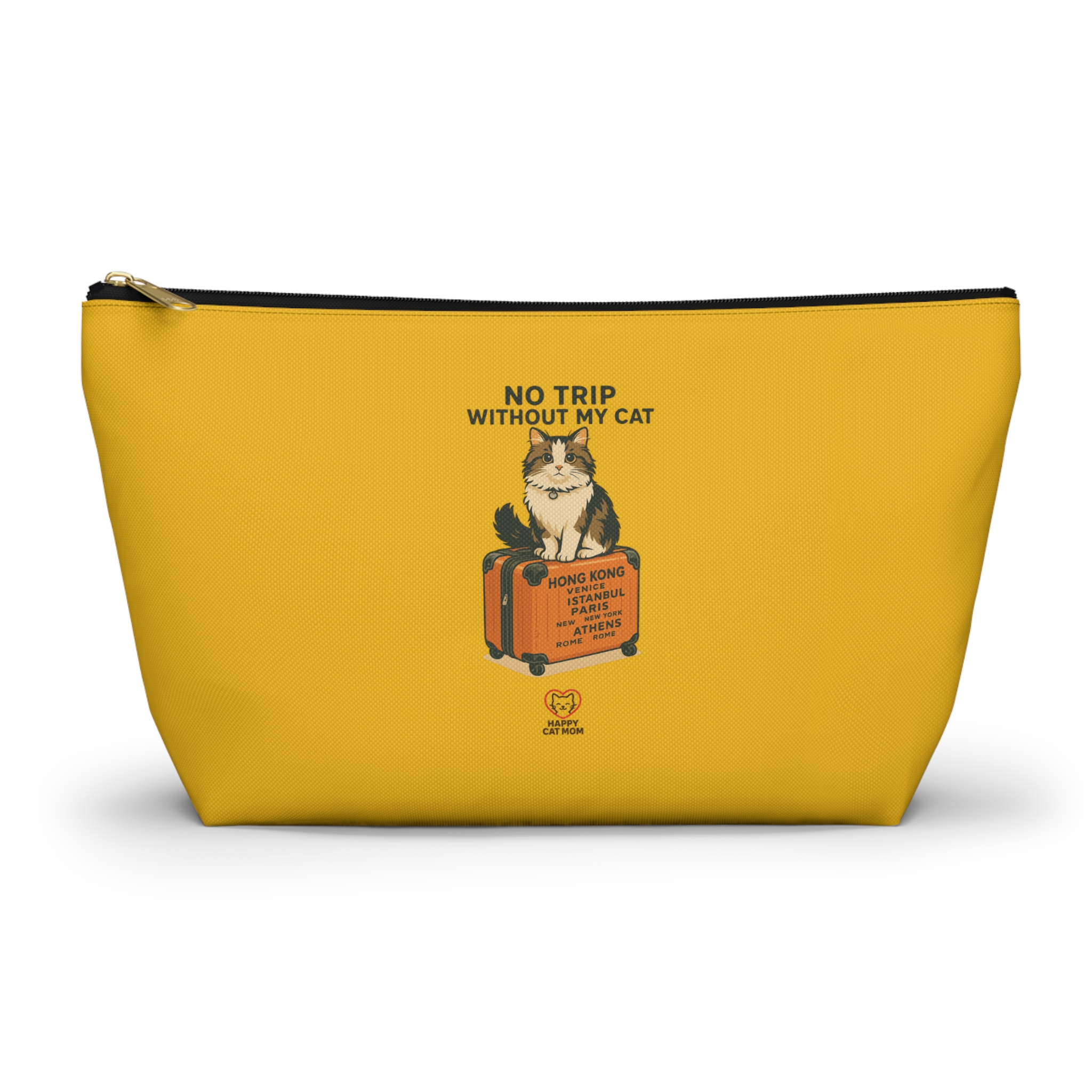 No Trip Without My Cat accessory pouch | Travel Cat Illustration