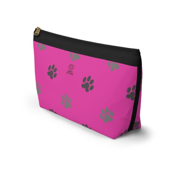 Pink Paw Print Accessory Pouch | T-Bottom Makeup Bag - Image 3