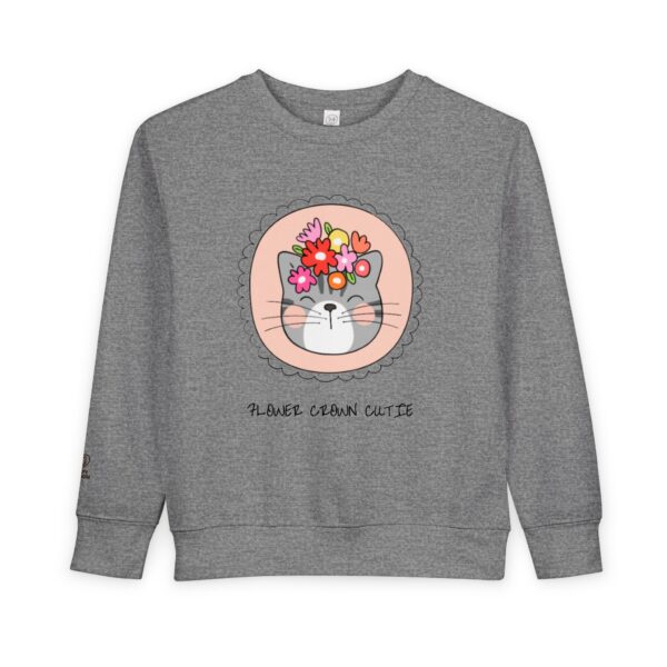 Flower Crown Cat Toddler Sweatshirt | Cute Floral Kitten Kids Top - Image 9