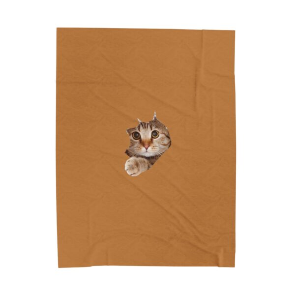 Curious Kitty Face Velveteen Plush Blanket | Cat Portrait Throw - Image 5