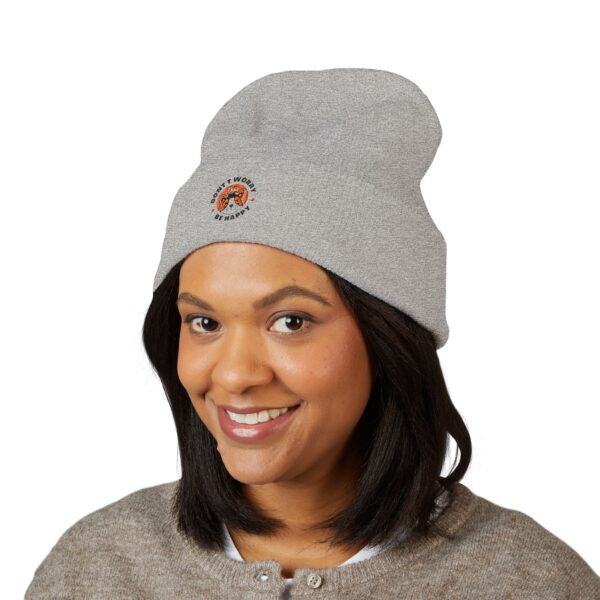 Don't Worry Be Happy Fox Embroidered Beanie | Cuffed Beanie - Image 7