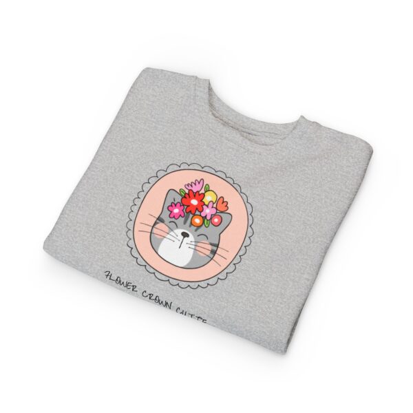 Flower Crown Cat Toddler Sweatshirt | Cute Floral Kitten Kids Top - Image 7