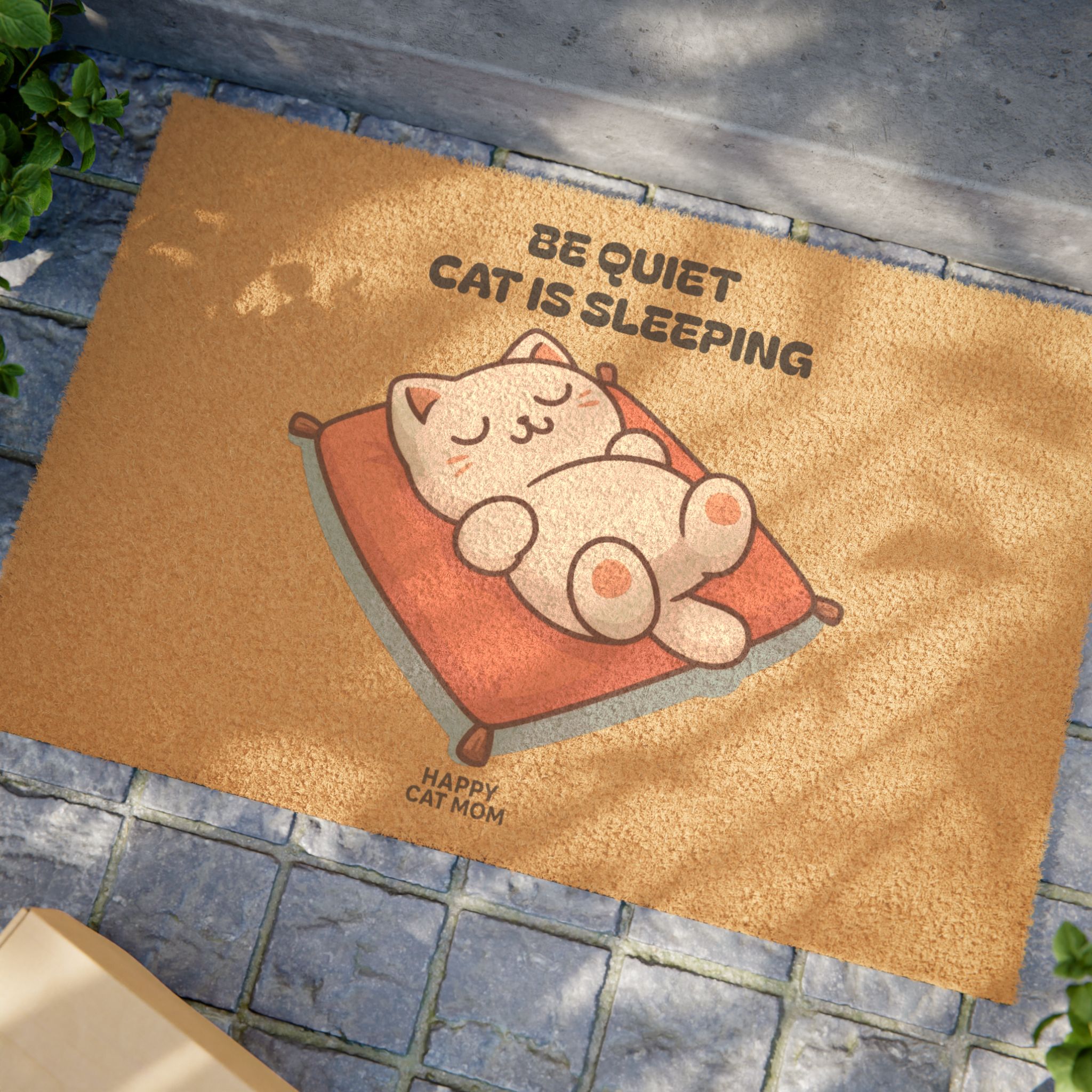 Be Quiet Cat Is Sleeping Doormat | Cute Sleeping Cat Coir Mat - Image 4