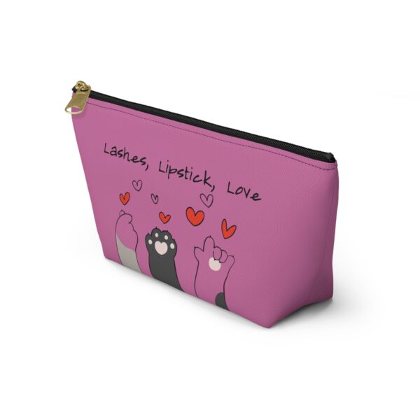 Cat Paw Hearts Accessory Pouch | Green T-Bottom Makeup Bag - Image 7