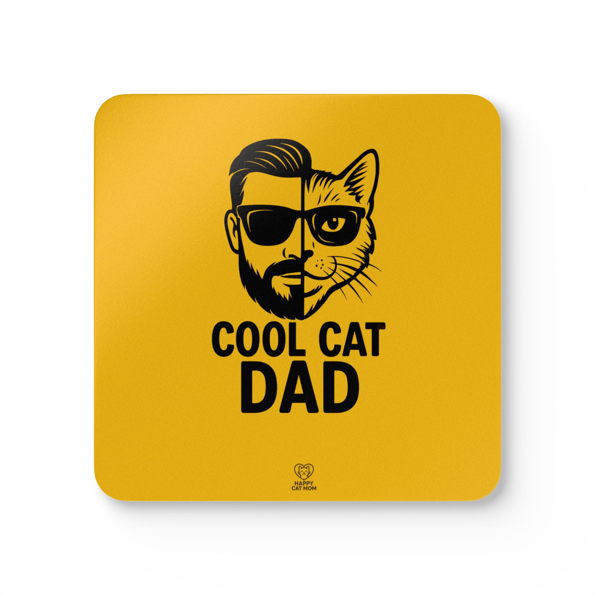 Cool Cat Dad Cork Coaster Set | Cat Dad Design, Corkwood Square Coasters