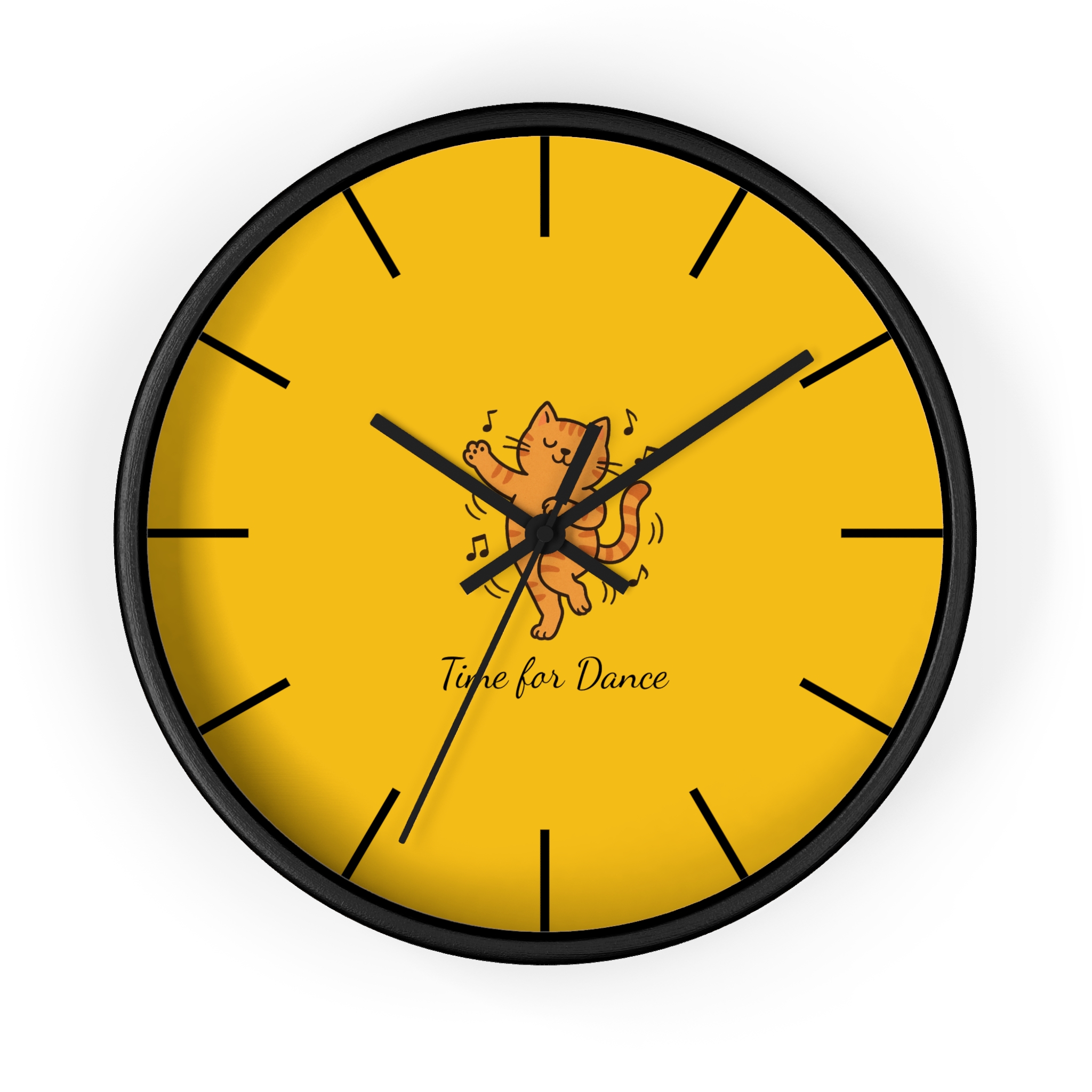 Funny Cat Wall Clock - Time for Dance, Cat Decor, Unique Gift for Cat Lovers, Home Office Wall Art, Quirky Kitty Clock