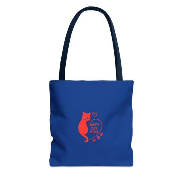 Cat Mom Tote Bag - Happy Cat Mom Gift, Blue AOP Bag, Cat Lover Accessories, Practical Shopping Tote, Cute Pet Owner Bag - Image 13