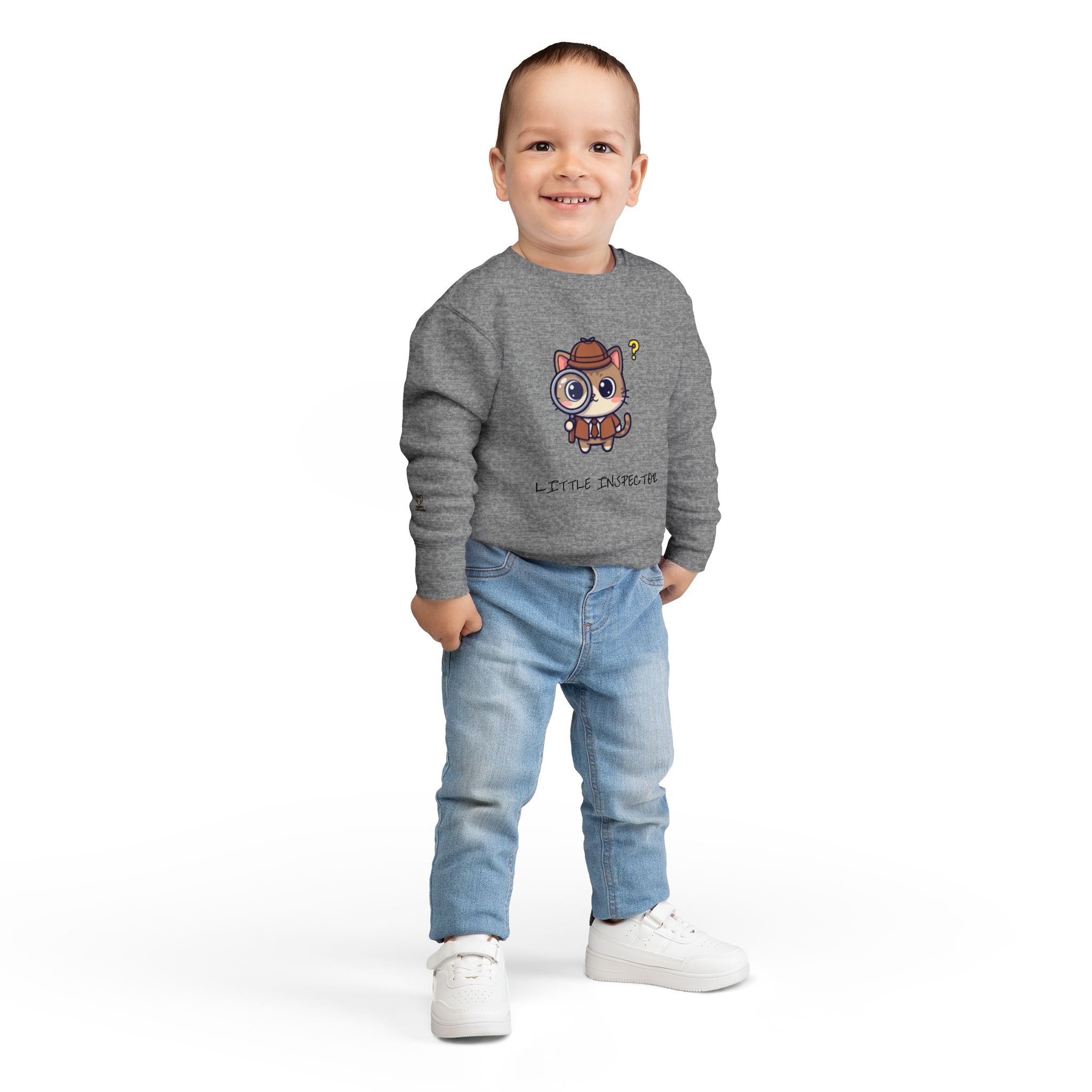 Little Inspector Cat Toddler Sweatshirt | Cute Detective Kitten - Image 12