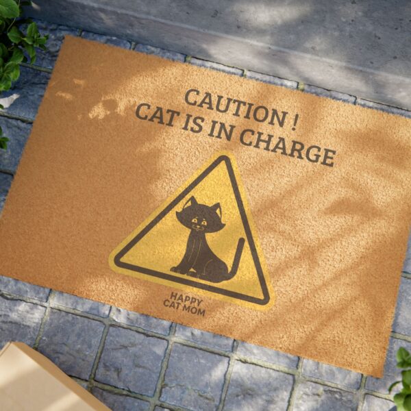 Caution Cat Is In Charge Doormat | Funny Cat Welcome Mat - Image 4
