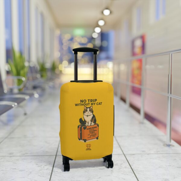 No Trip Without My Cat Luggage Cover | Yellow Cat Suitcase Travel Accessory - Image 3