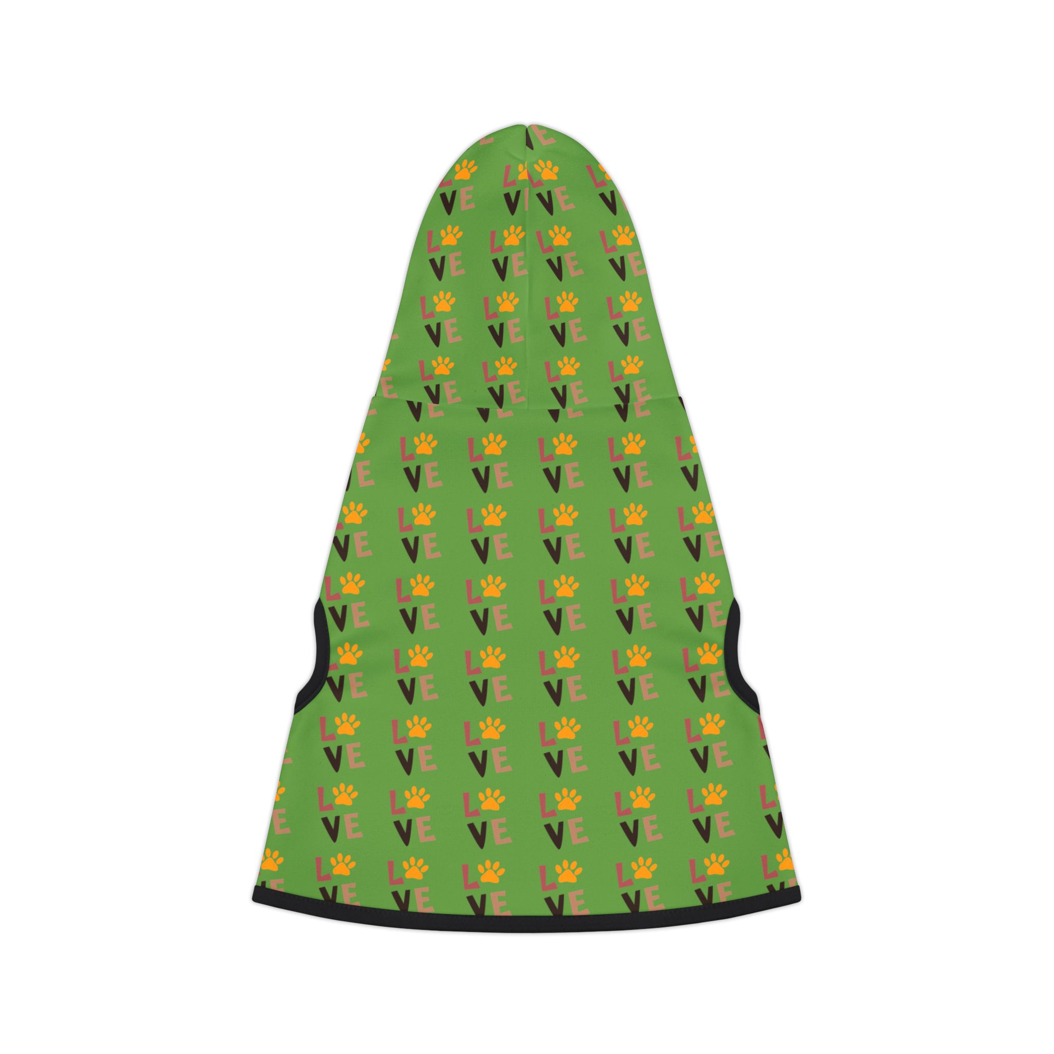 Love Pattern Pet Hoodie | Green Floral Dog Hoodie - Image 6