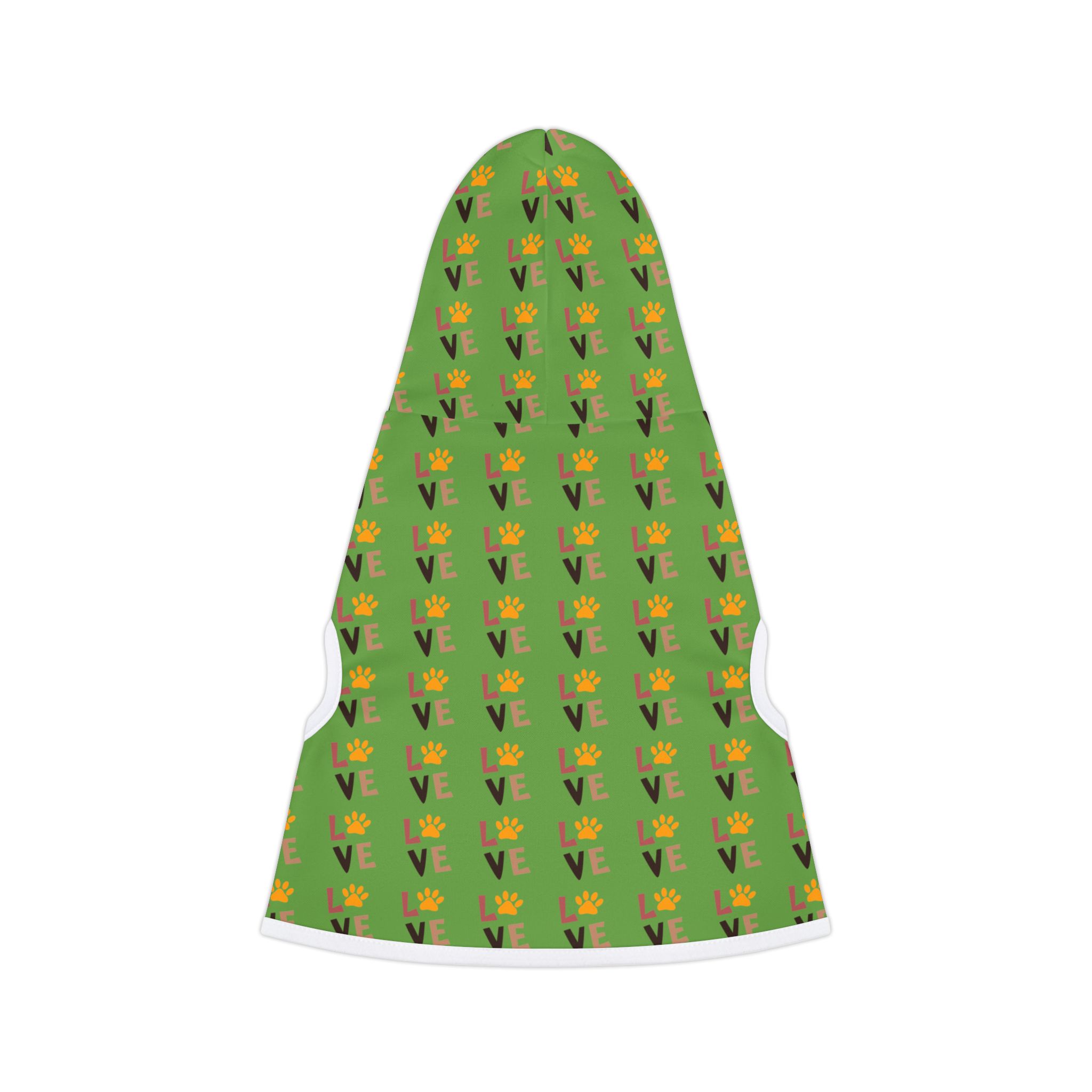 Love Pattern Pet Hoodie | Green Floral Dog Hoodie - Image 2