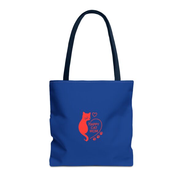 Cat Mom Tote Bag - Happy Cat Mom Gift, Blue AOP Bag, Cat Lover Accessories, Practical Shopping Tote, Cute Pet Owner Bag - Image 17
