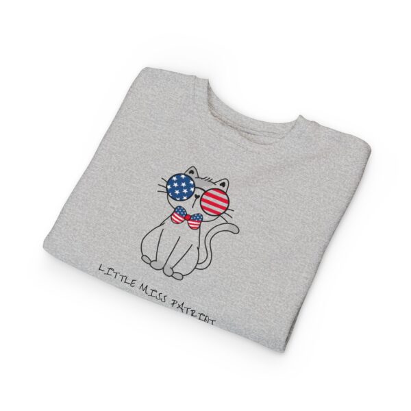 Patriotic Cat with Flag Sunglasses Toddler Sweatshirt | 4th of July - Image 7