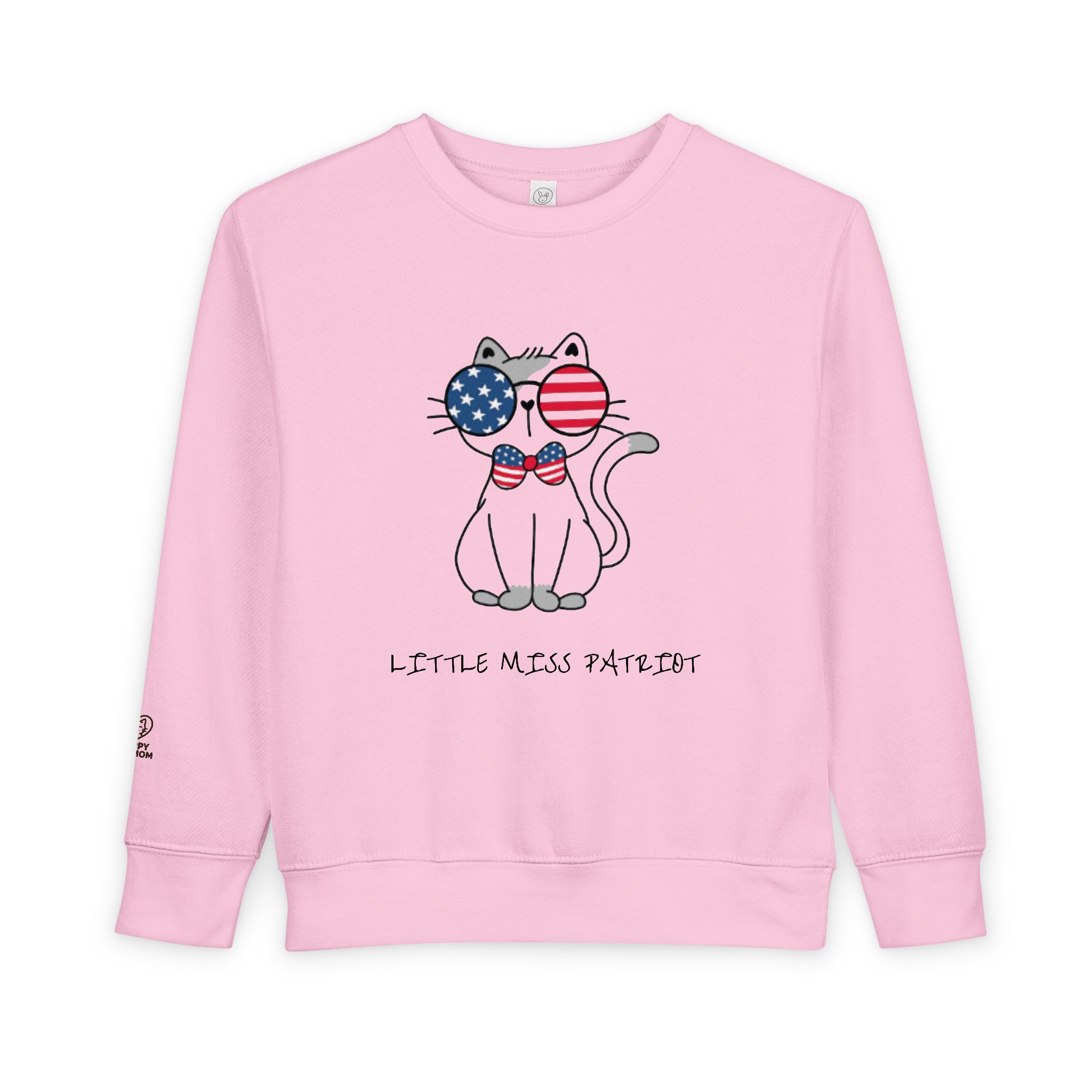 Patriotic Cat with Flag Sunglasses Toddler Sweatshirt | 4th of July - Image 9