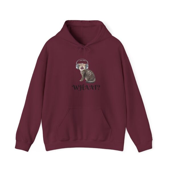 Cat Wearing Headphones 'Whaat?' Hoodie | Funny Kitty Graphic - Image 13