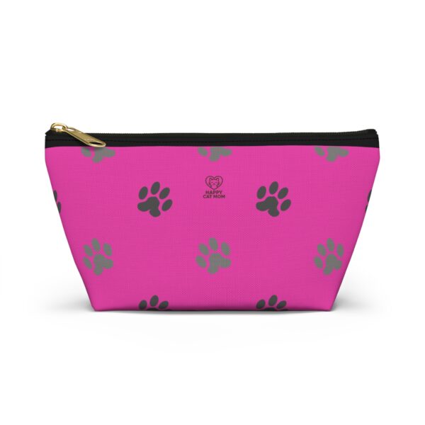 Pink Paw Print Accessory Pouch | T-Bottom Makeup Bag - Image 5