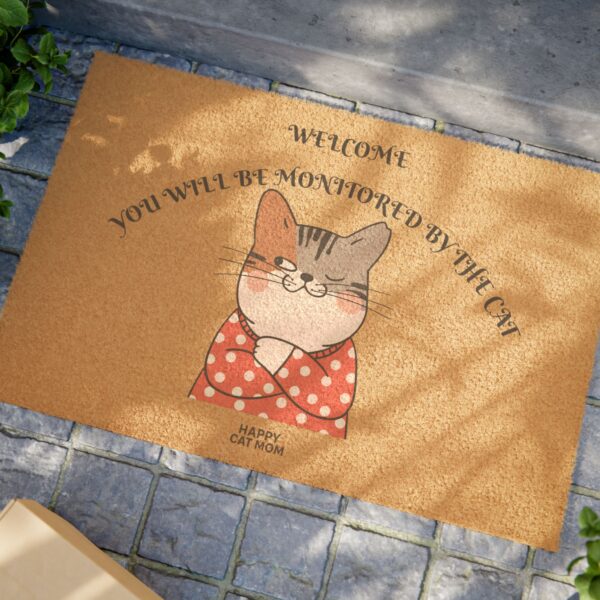 Smirking Cat Doormat | Funny Welcome Coir Mat with Cartoon Cat - Image 4