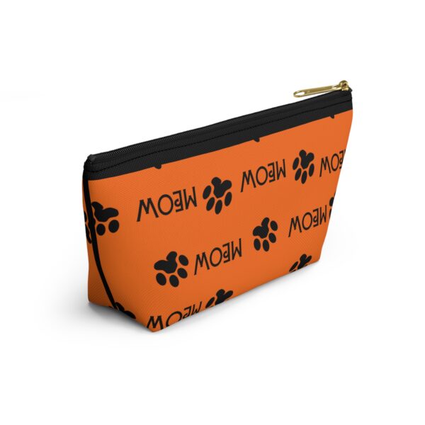 Meow Paw Print Pattern Accessory Pouch | Orange Cat Design - Image 4