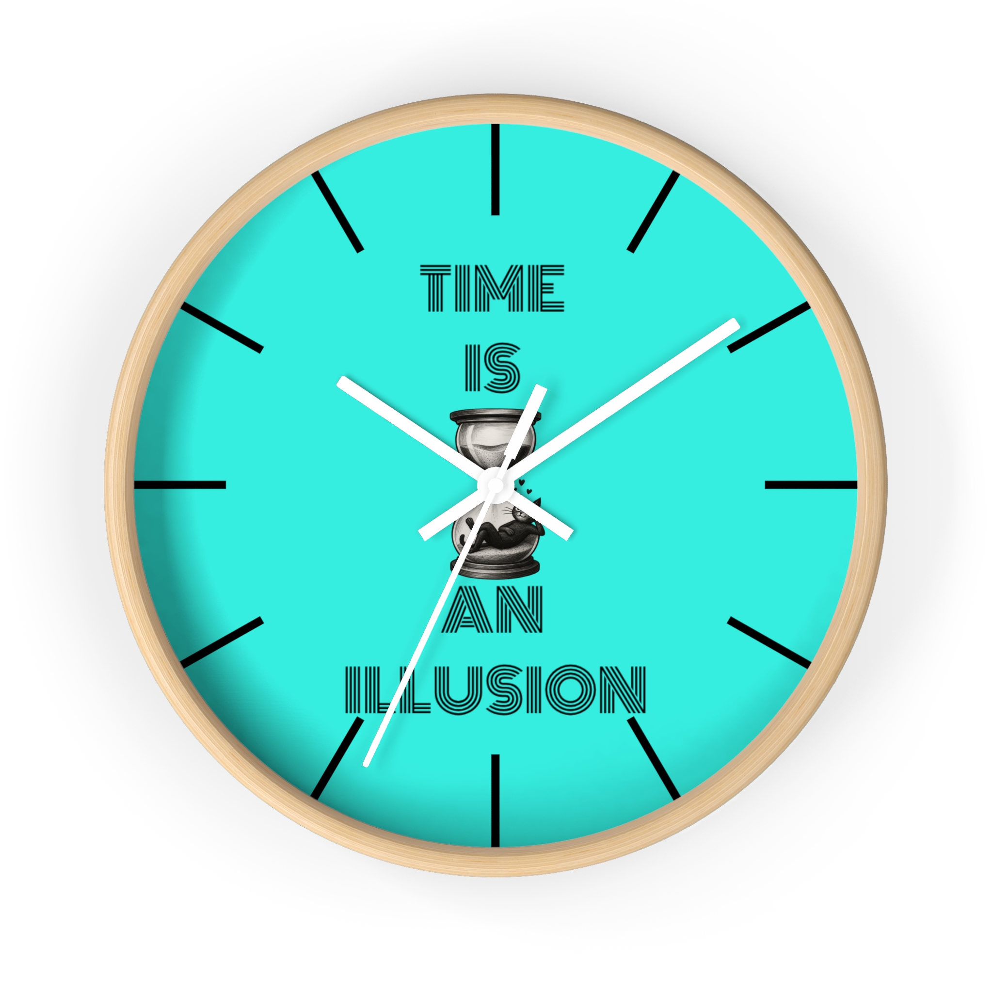 Funny Cat Wall Clock - Time is an Illusion , Cat Decor, Unique Gift for Cat Lovers, Home Office Wall Art, Quirky Kitty Clock - Image 16