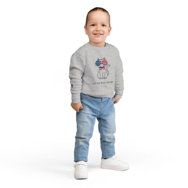 Patriotic Cat with Flag Sunglasses Toddler Sweatshirt | 4th of July - Image 8
