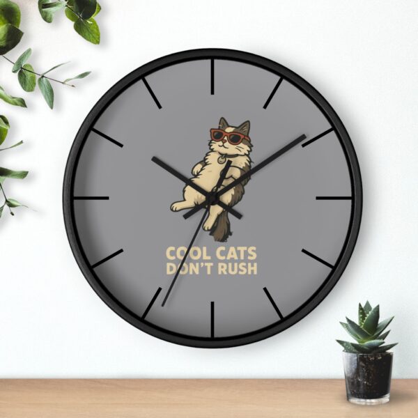 Funny Cat Wall Clock - Time is Running, Cat Decor, Unique Gift for Cat Lovers, Home Office Wall Art, Quirky Kitty Clock - Image 3