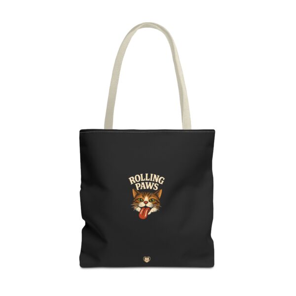 Rolling Paws Tote Bag, Cat Lover Tote, AOP Black Handbag, Funny Pet Accessory, Gift for Cat Mom - Image 33