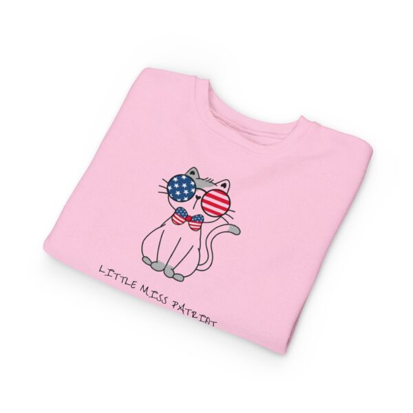 Patriotic Cat with Flag Sunglasses Toddler Sweatshirt | 4th of July - Image 11