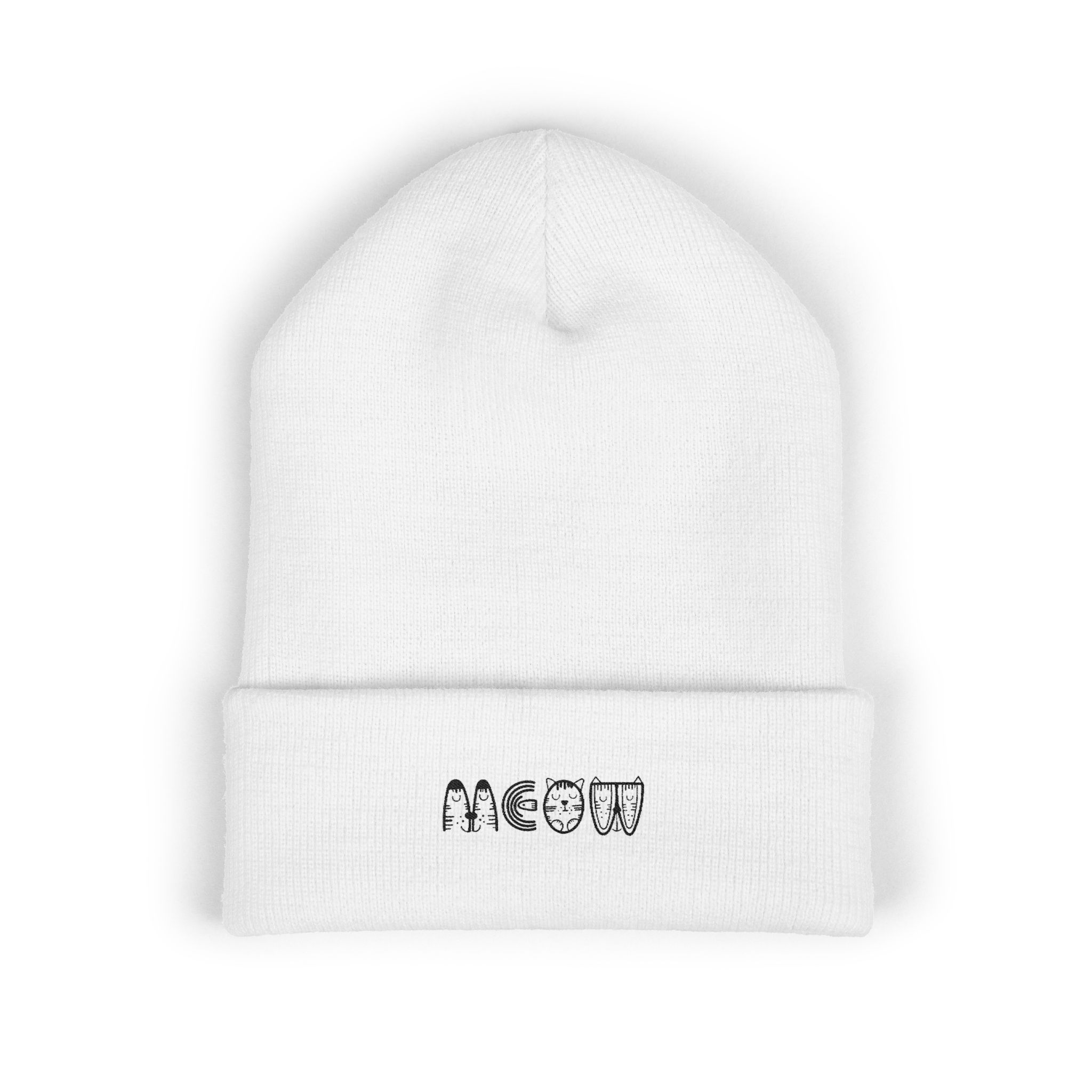 Meow Cat Letters beanie | Embroidered cuffed beanie