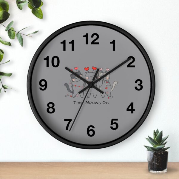 Funny Cat Wall Clock - Time Meows On, Cat Decor, Unique Gift for Cat Lovers, Home Office Wall Art, Quirky Kitty Clock - Image 3
