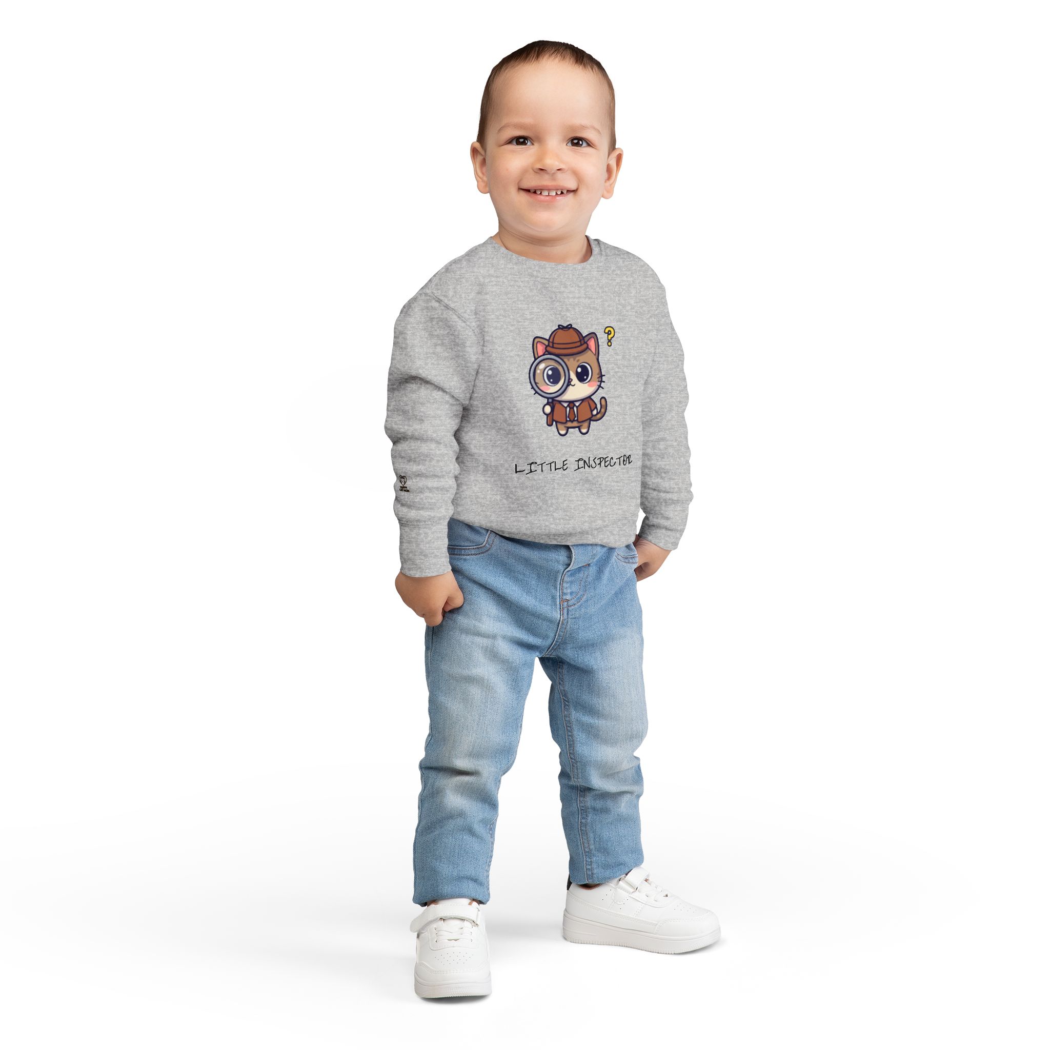 Little Inspector Cat Toddler Sweatshirt | Cute Detective Kitten - Image 8