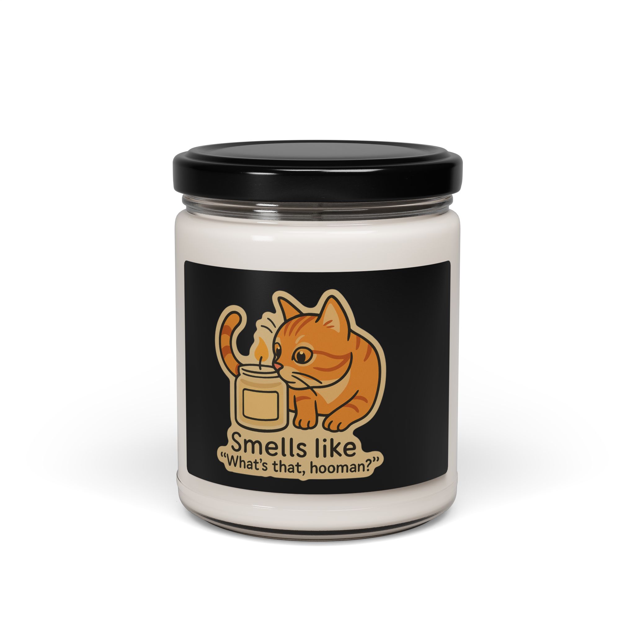 Smells like What's That Hooman Soy Candle — 9oz Scented Jar (Novelty Cat Design) - Image 2