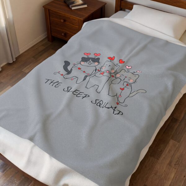 The Sleep Squad Cats Blanket | Velveteen Plush Throw, Cute Kitty Hearts - Image 3