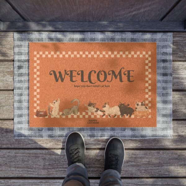 Welcome with Cats Doormat | Cozy Cat Illustration Welcome Mat - Image 3
