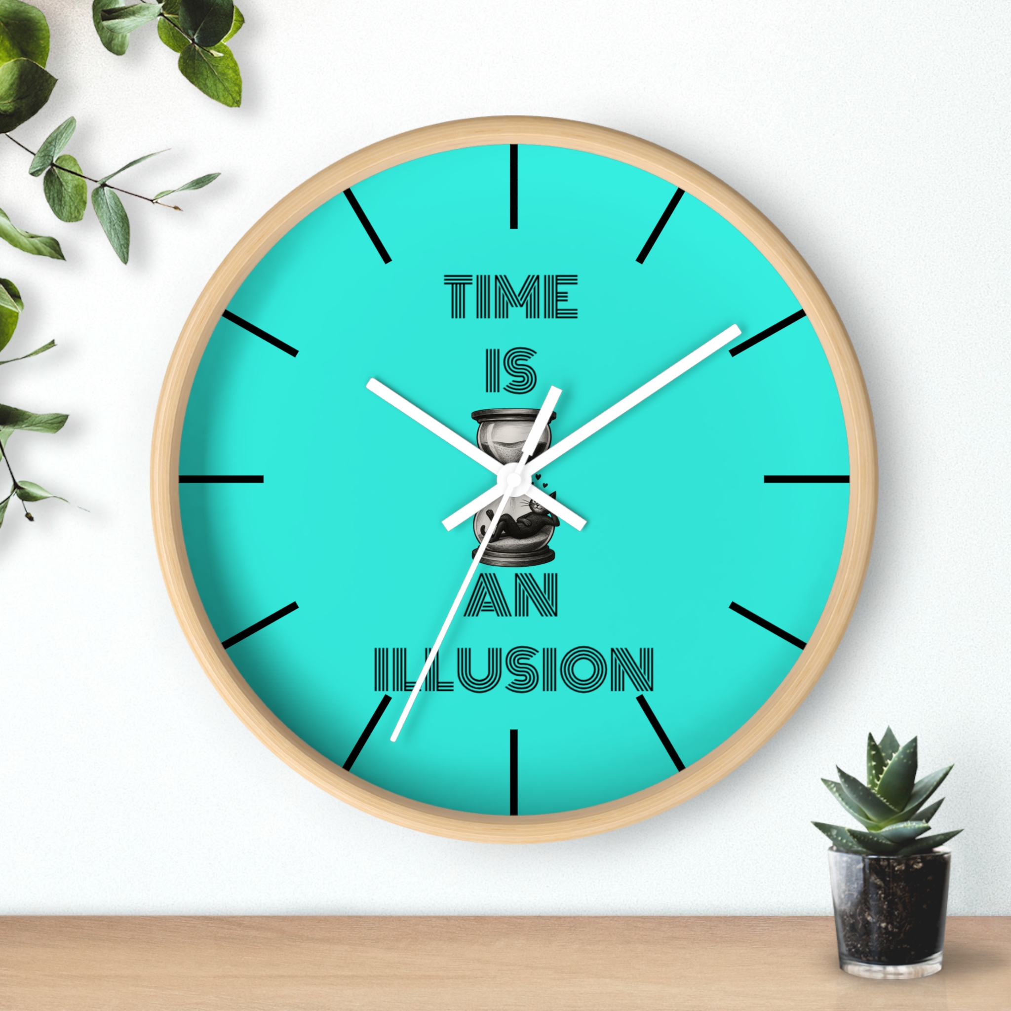 Funny Cat Wall Clock - Time is an Illusion , Cat Decor, Unique Gift for Cat Lovers, Home Office Wall Art, Quirky Kitty Clock - Image 18