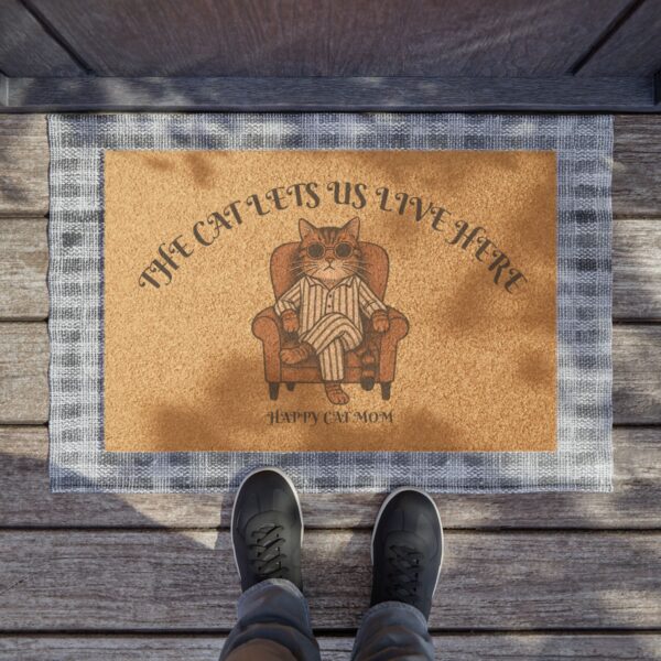 The Cat Lets Us Live Here Doormat | Funny Cat Welcome Mat - Image 3