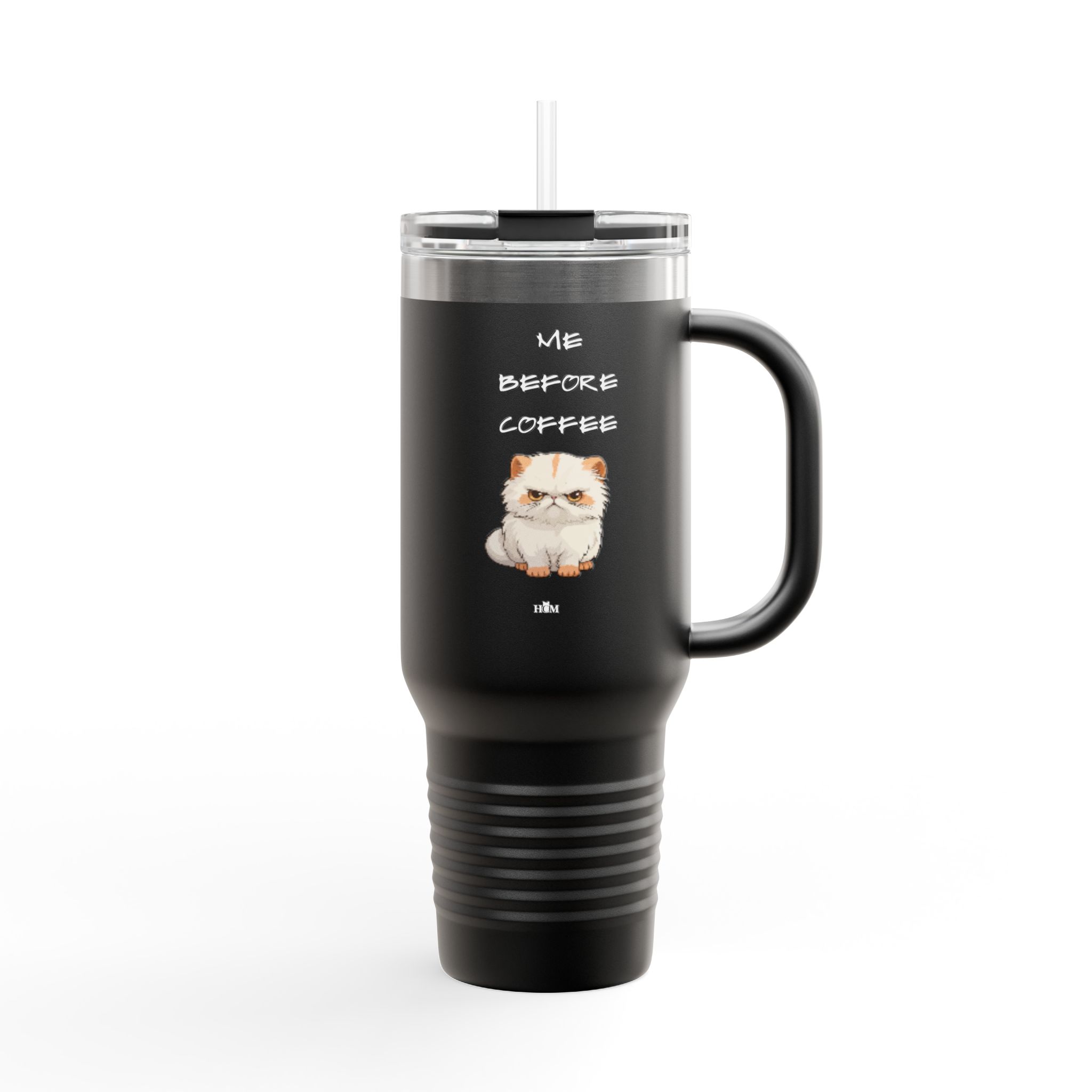 Grumpy Cat Illustration Insulated Travel Mug 40oz | Me Before Coffee - Image 2