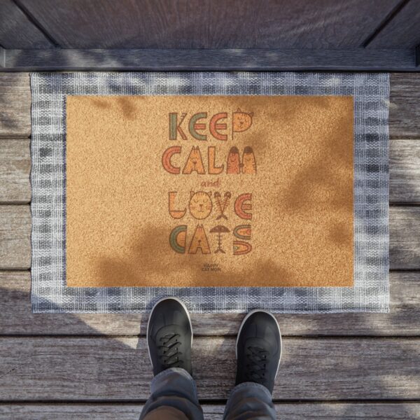 Keep Calm Love Cats Doormat | Coir Front Door Mat, Cat Lover Welcome - Image 3