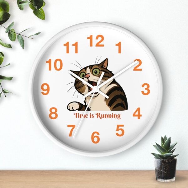 Funny Cat Wall Clock - Time is Running, Cat Decor, Unique Gift for Cat Lovers, Home Office Wall Art, Quirky Kitty Clock - Image 12